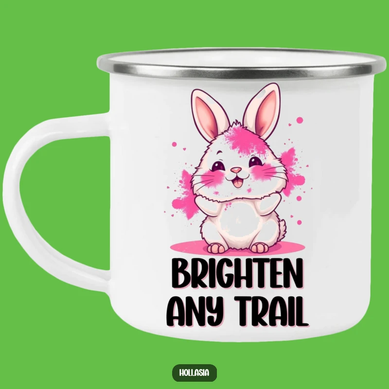 Funny Bunny Camping Mug: Pink Powder Holi, Outdoor Fun, Gift