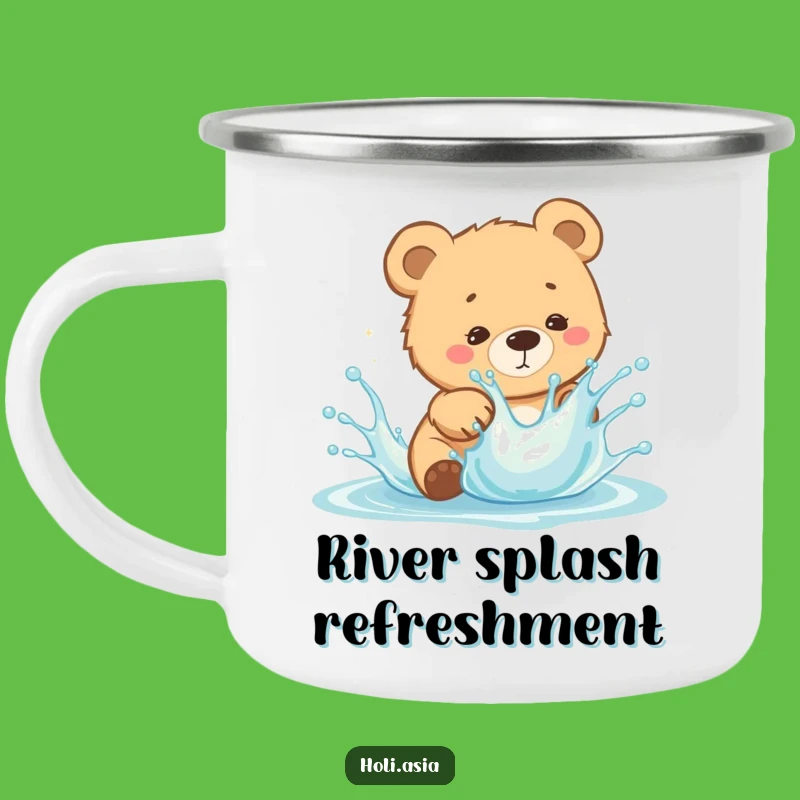 Funny Bear Cub Splash Camping Mug: Playful Outdoor Dodge, Perfect Gift!