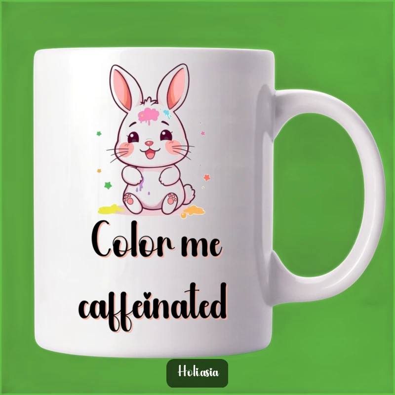 Funny Bunny Artist Mug: A Tiny Painter's Gleeful Powder Mess, Perfect Gift!