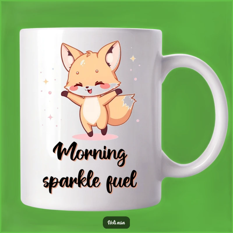 Funny Fox Cub Dance Mug: Iridescent Powder Fun, Happy Celebration, Perfect Gift!