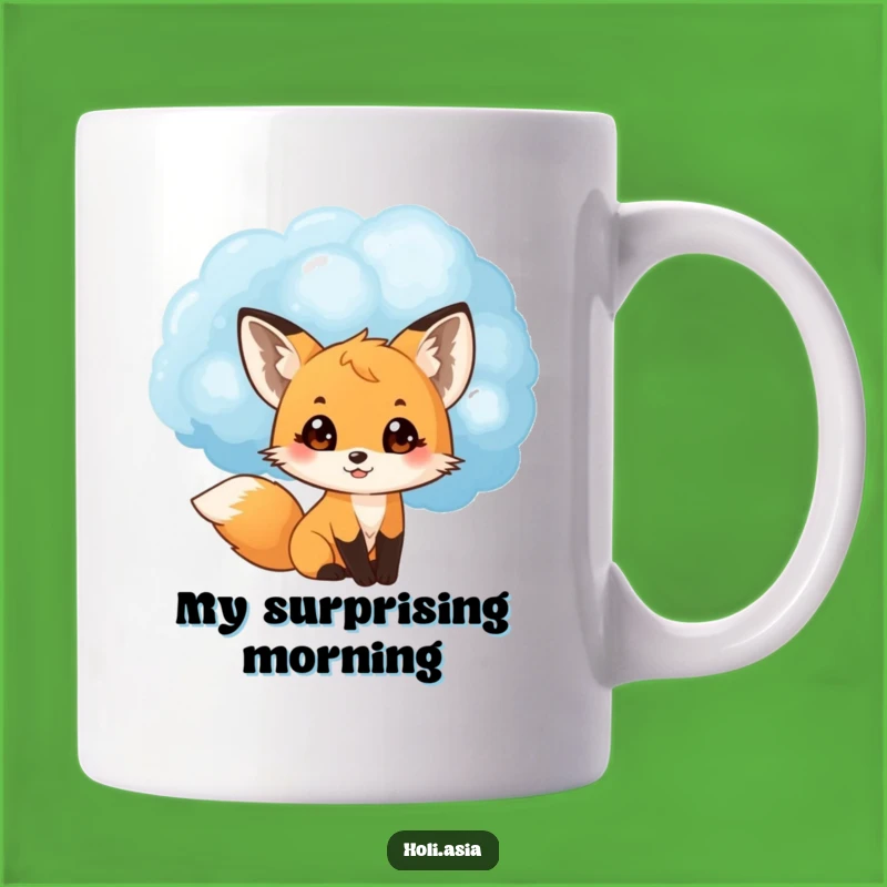 Funny Fox Powder Mug: Blue Cloud Peek, Delightful Surprise, Perfect Gift