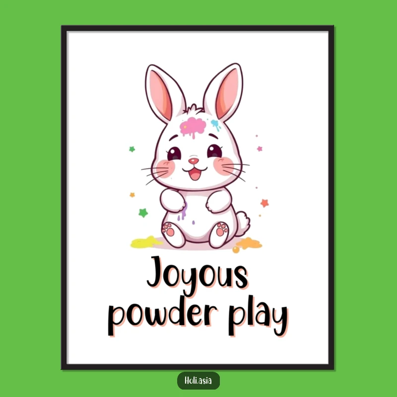 Funny Bunny Powder Artist Print: Gleeful Mess, Vibrant Art, Instant Gift!