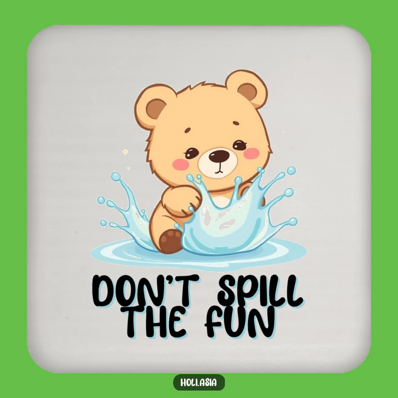 Funny Bear Cub Splash Coaster: Playful Surface Protector, Hilarious Gift!
