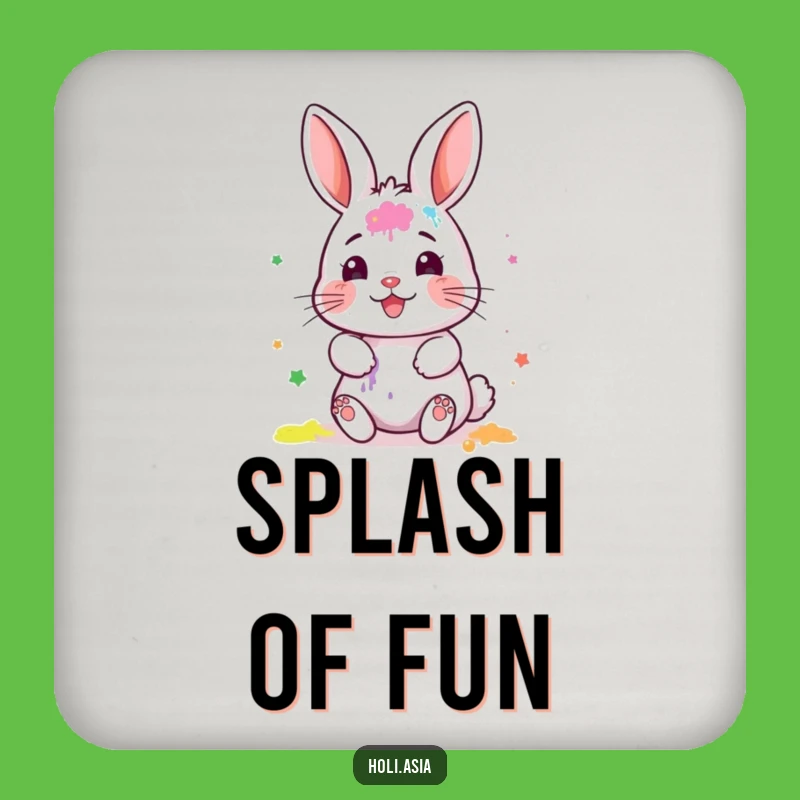 Funny Bunny Powder Artist Coaster: Gleeful Mess Protector, Hilarious Gift!