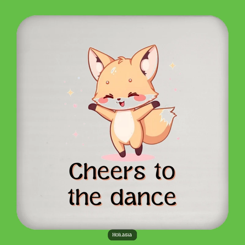 Funny Fox Cub Dance Coaster: Iridescent Surface Protector, Hilarious Gift!