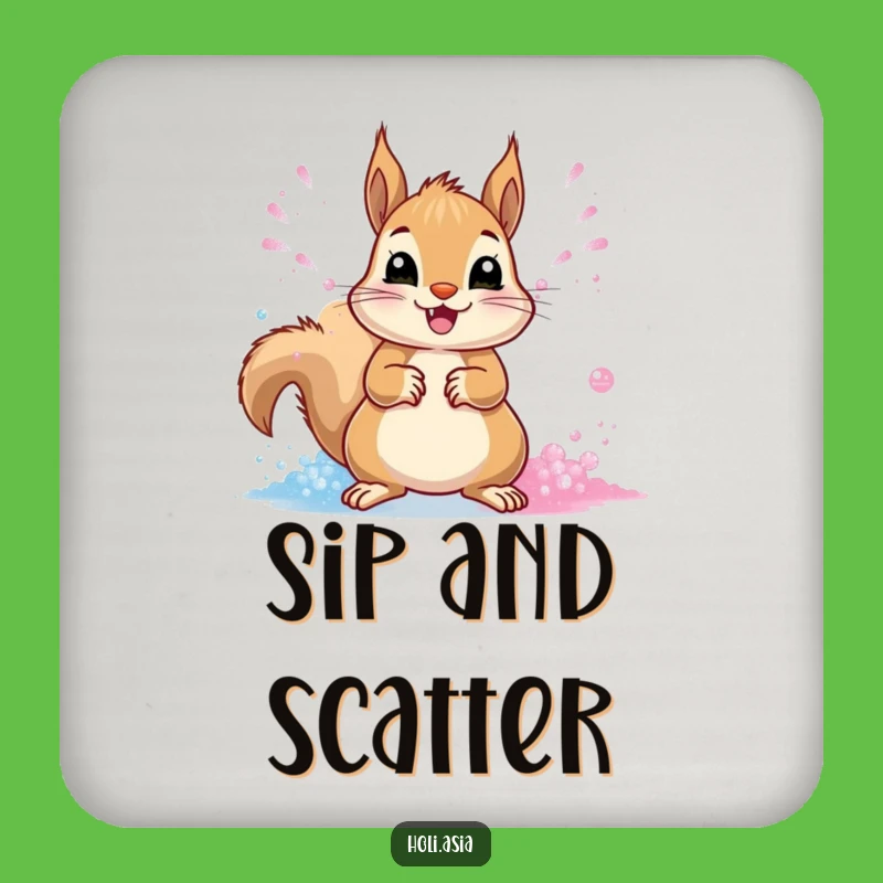 Funny Squirrel Powder Party Coaster: Cheerful Surface Protector, Hilarious Gift!