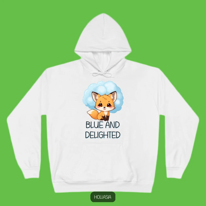 Cozy Funny Fox Hoodie: Blue Powder Cloud Peek, Warm & Playful Gift
