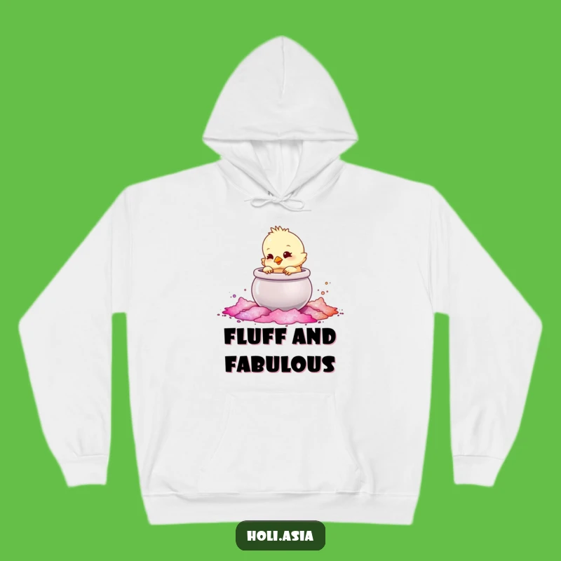 Funny Chick Powder Pot Hoodie: Cozy & Shimmering Fun, Perfect Gift!