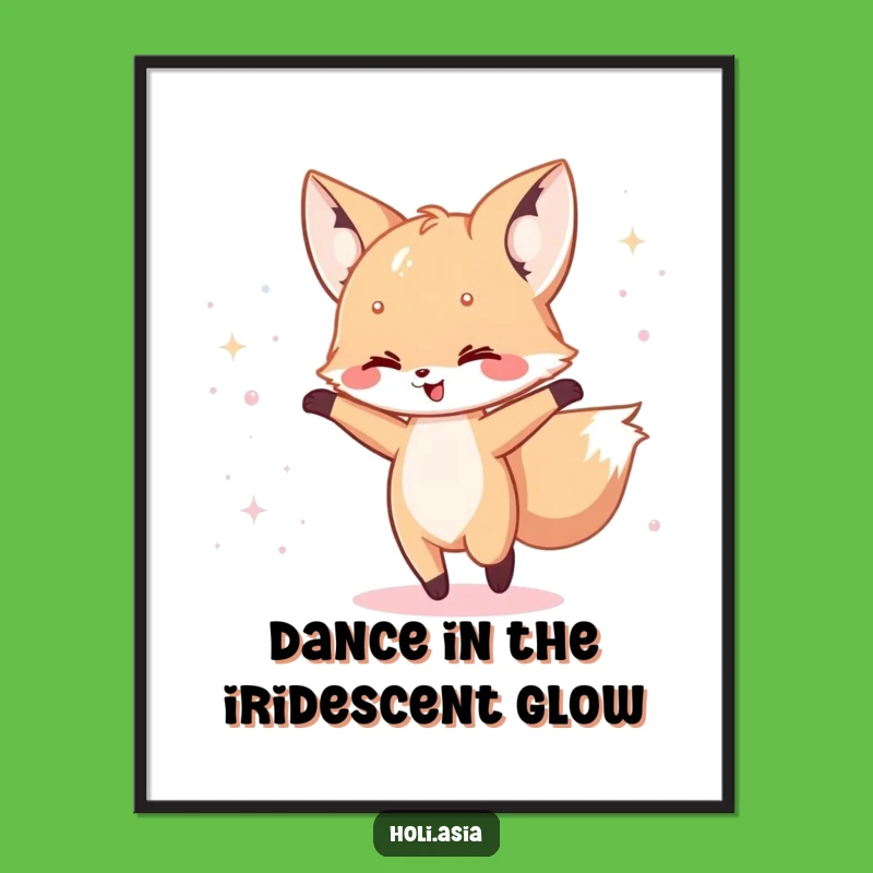 Funny Free Printable Fox Art: Dancing Cub Downloadable Decor with Sparkle!