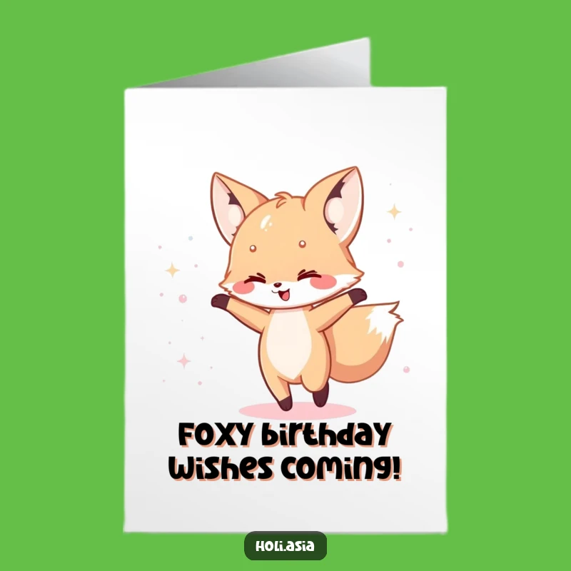 Free Printable Fox Birthday Card: Funny Iridescent Dance Downloadable Gift!