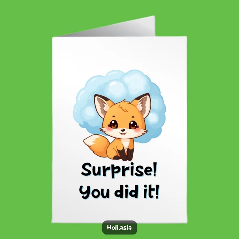 Free Printable Congrats Card: Peek-a-Boo Fox - Joyful Downloadable Gift