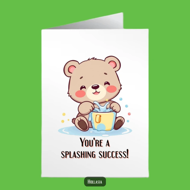 Free Printable Congrats Card Bear Cub Splash Celebration Downloadable