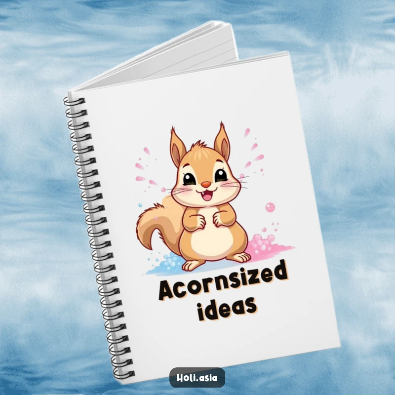 Funny Notebook: A cheerful squirrel throws streams of vibrant powder with its paws, perfect for jotting down colorful ideas.