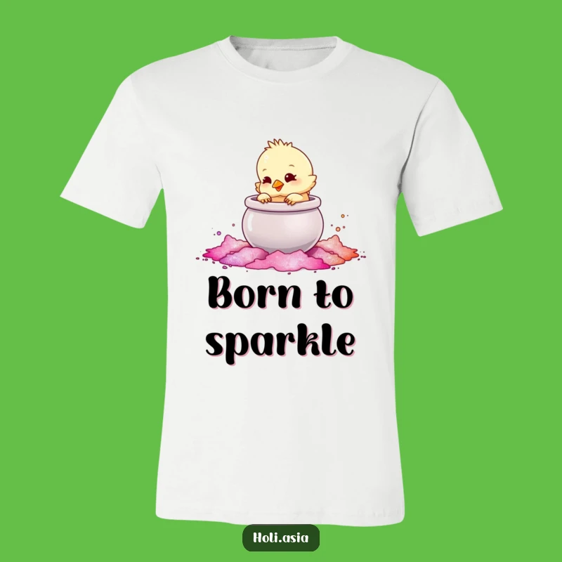 Funny Chick Powder Pot T-Shirt: Playful Tapping, Shimmering Fun, Hilarious Gift!