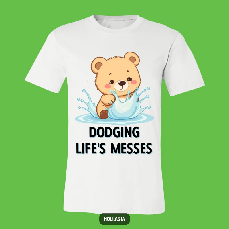 Funny Bear Cub Splash Tee: Dodging Fun, Bright Colors, Hilarious Gift!