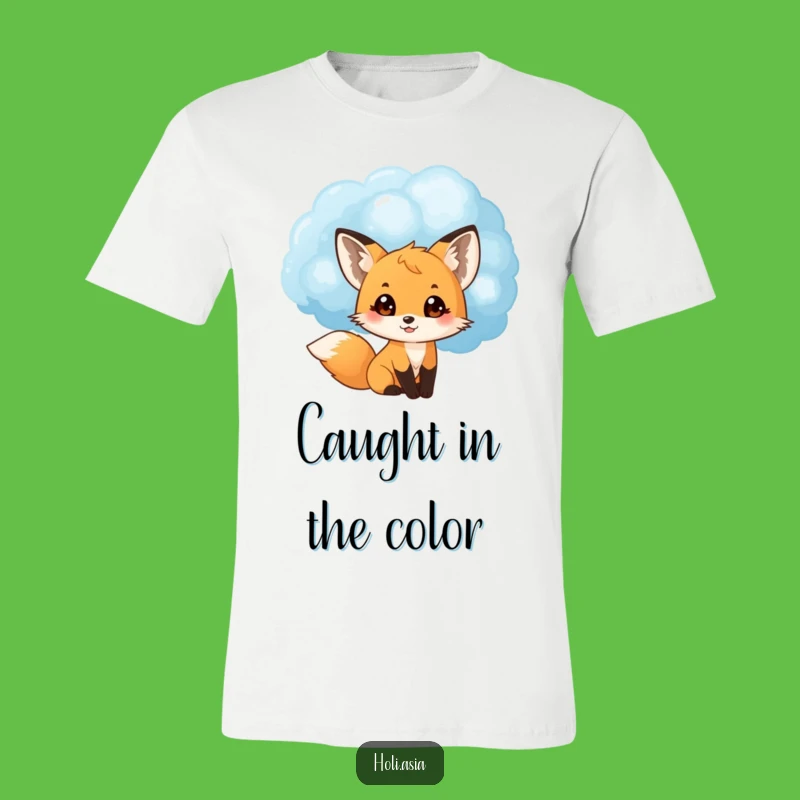 Funny Fox Powder T-Shirt: Blue Cloud Peek Design, Perfect Fun Gift
